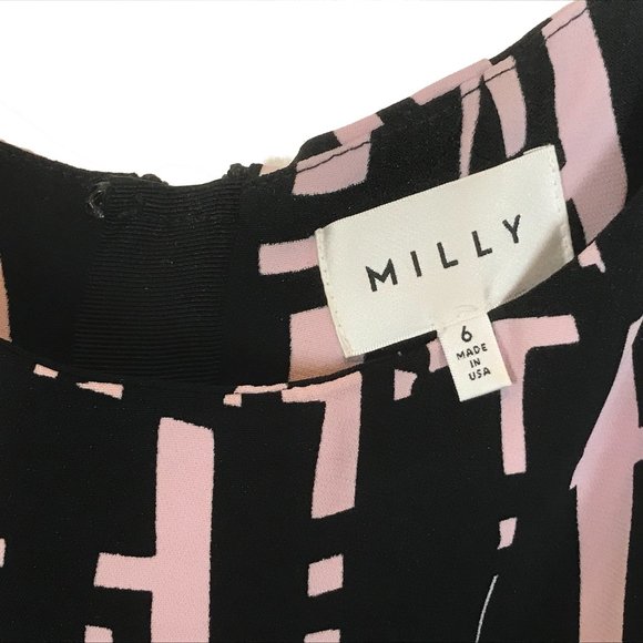 Womens Size 6 Milly Geoprint Crepe Sleeveless Shift Mini Dress Made in USA - Picture 3 of 6